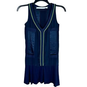 Dallin Chase Drop Waist V-Neck Silk Dress Women's‎ XSmall Preppy Old Money NWT